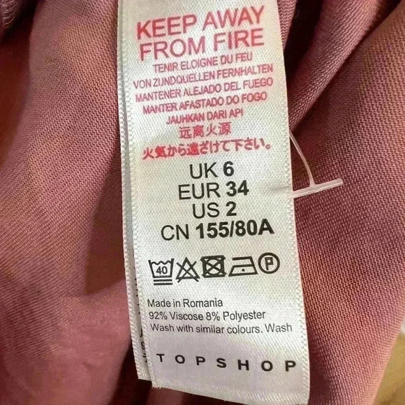 Topshop Women's Pink Side Button Mini Slip Dress Size 2 Sleeveless - Picture 13 of 13